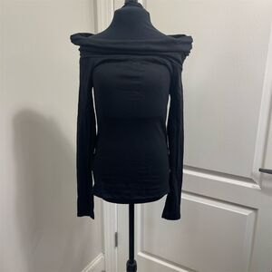 Women's Black Off-The-Shoulder Long Sleeve Blouse Size S